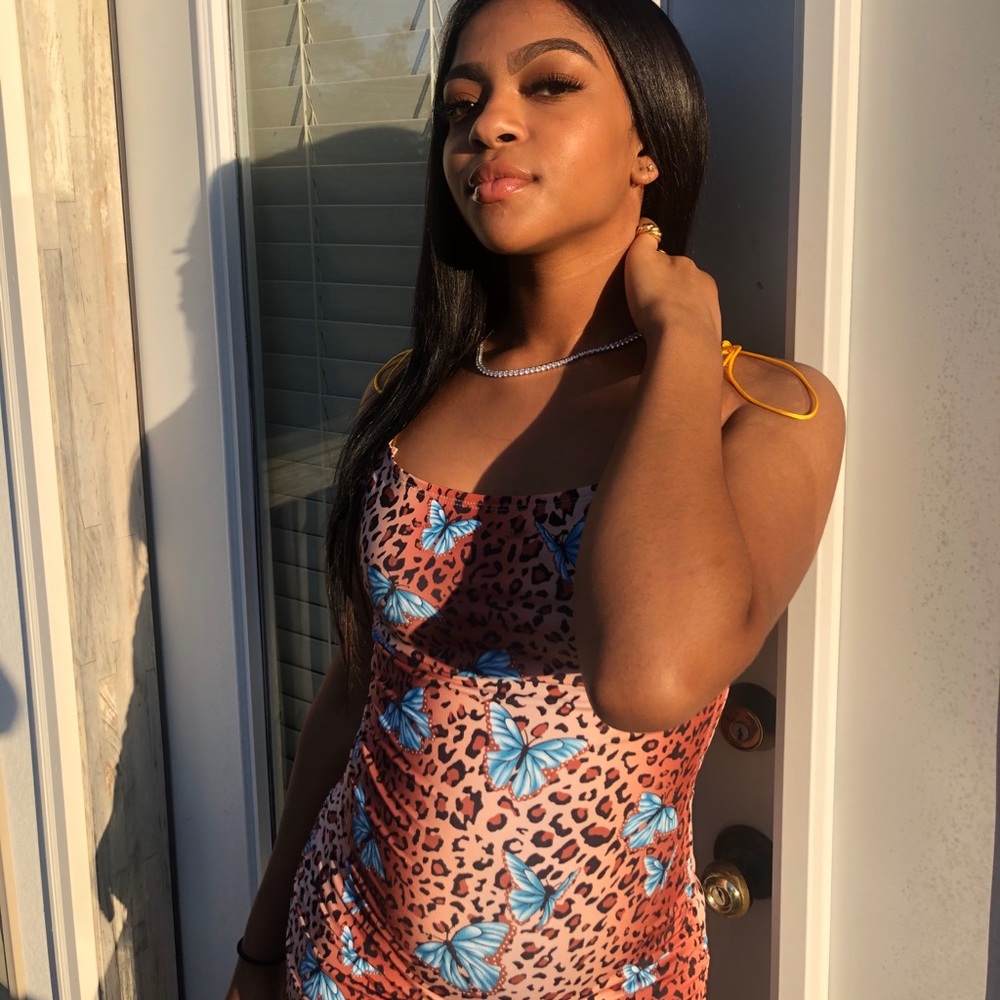 Cheetah & Butterfly Print Dress